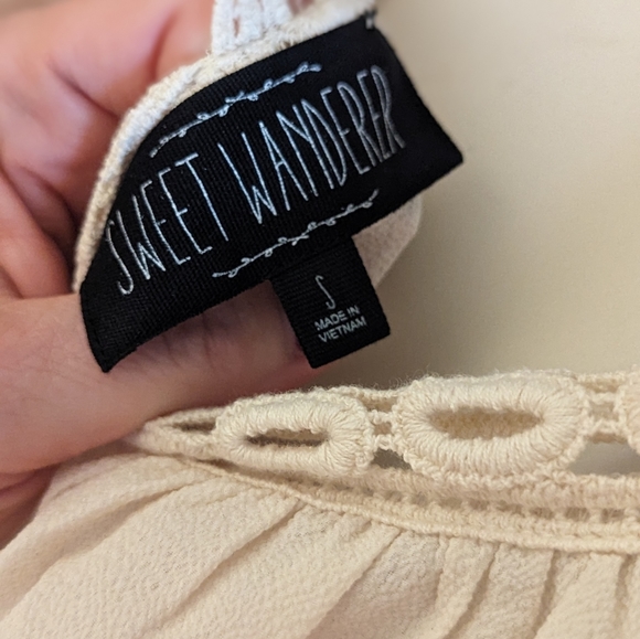 Sweet wonder small v back frilled tank v neck cream boho hippie top sexy spring - Picture 6 of 9